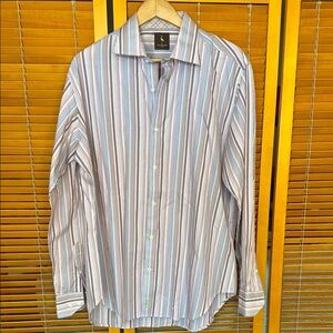 Tailorbyrd Multicolor Striped Button-Down Shirt